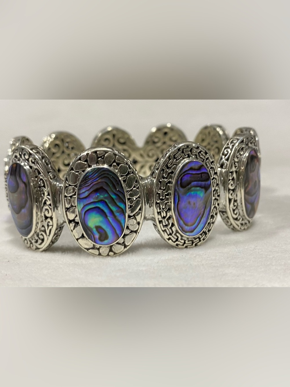 Sarda Sterling Silver Abalone Oval Bracelet - Size 7.5